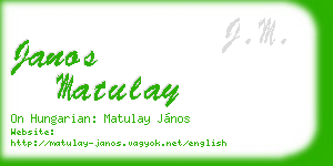 janos matulay business card